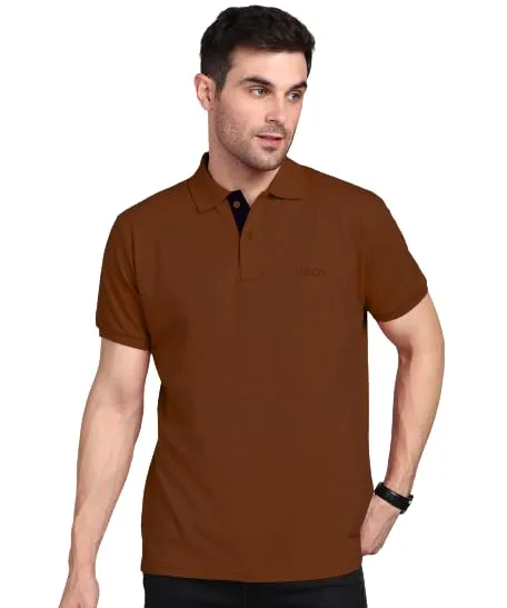 Buy Men's Cotton Blend Half Sleeve Polo Neck T-Shirt at nearme.com.np image 16 — Choco Brown