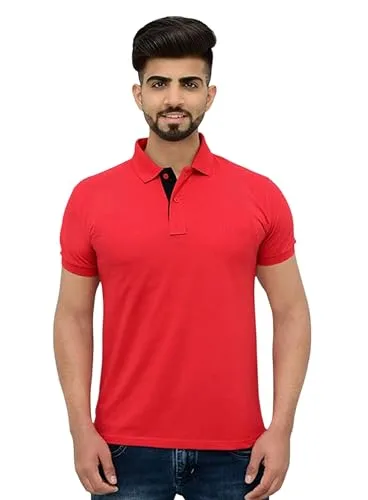 Buy Men's Cotton Blend Half Sleeve Polo Neck T-Shirt at nearme.com.np image 19 — Red