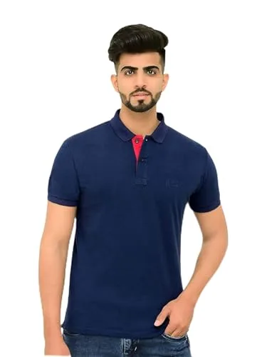 Buy Men's Cotton Blend Half Sleeve Polo Neck T-Shirt at nearme.com.np image 20 — Navy