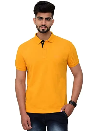 Buy Men's Cotton Blend Half Sleeve Polo Neck T-Shirt at nearme.com.np image 21 — Gold