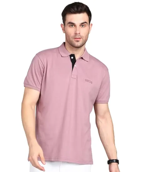 Buy Men's Cotton Blend Half Sleeve Polo Neck T-Shirt at nearme.com.np image 22 — Old Rose