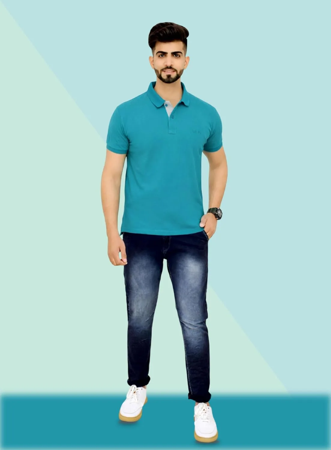 Buy Men's Cotton Blend Half Sleeve Polo Neck T-Shirt at nearme.com.np image 25