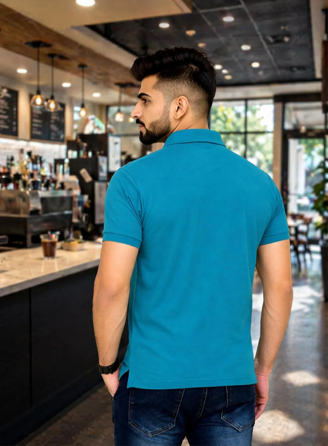 Buy Men's Cotton Blend Half Sleeve Polo Neck T-Shirt at nearme.com.np image 27