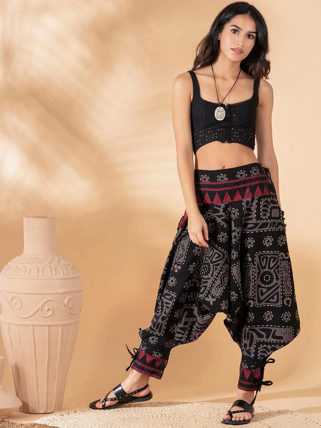 Women Printed Pure Cotton Loose Fit Harem Pants