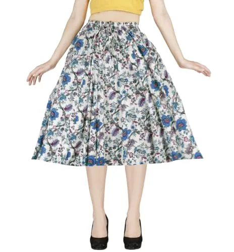 Buy Sttoffa Cotton Skirt for Girl Flower Design Classic Fit Calf Length, Pink, M at nearme.com.np image 4 — Blue Flower