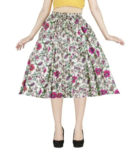 Buy Sttoffa Cotton Skirt for Girl Flower Design Classic Fit Calf Length, Pink, M at nearme.com.np image 9 — Pink Flower
