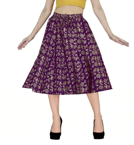 Buy Sttoffa Cotton Skirt for Girl Flower Design Classic Fit Calf Length, Pink, M at nearme.com.np image 10 — Purple Fly