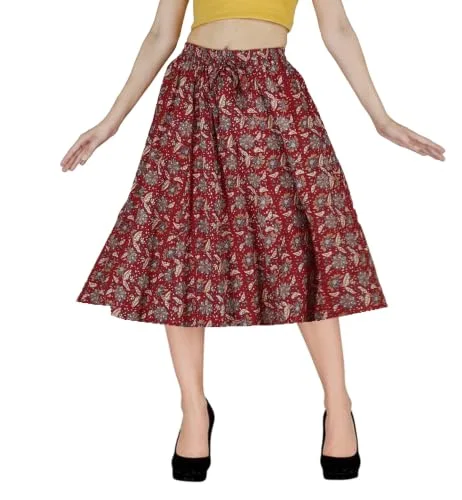 Buy Sttoffa Cotton Skirt for Girl Flower Design Classic Fit Calf Length, Pink, M at nearme.com.np image 11 — Red Fly