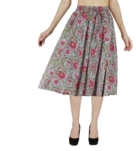 Buy Sttoffa Cotton Skirt for Girl Flower Design Classic Fit Calf Length, Pink, M at nearme.com.np image 13 — Turquoise Kamal