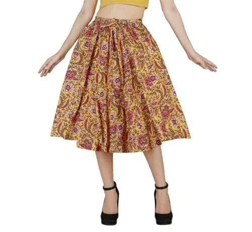 Buy Sttoffa Cotton Skirt for Girl Flower Design Classic Fit Calf Length, Pink, M at nearme.com.np image 15 — Yellow Kamal