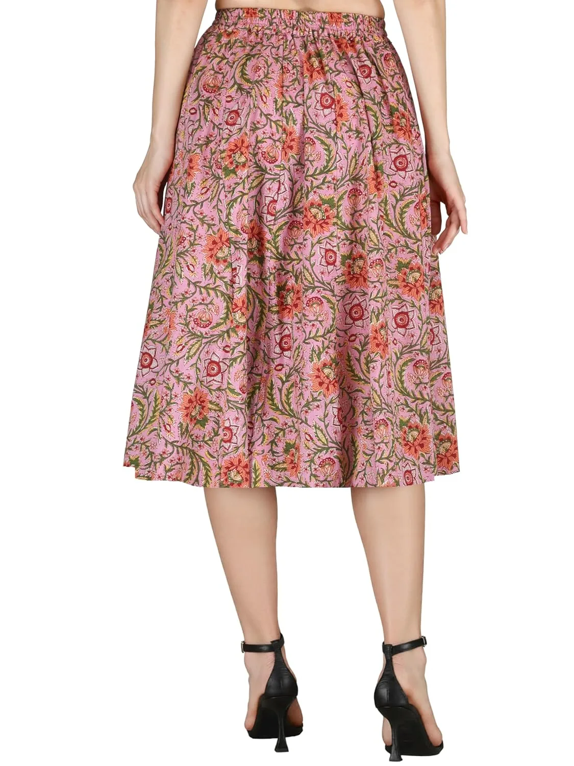 Buy Sttoffa Cotton Skirt for Girl Flower Design Classic Fit Calf Length, Pink, M at nearme.com.np image 19