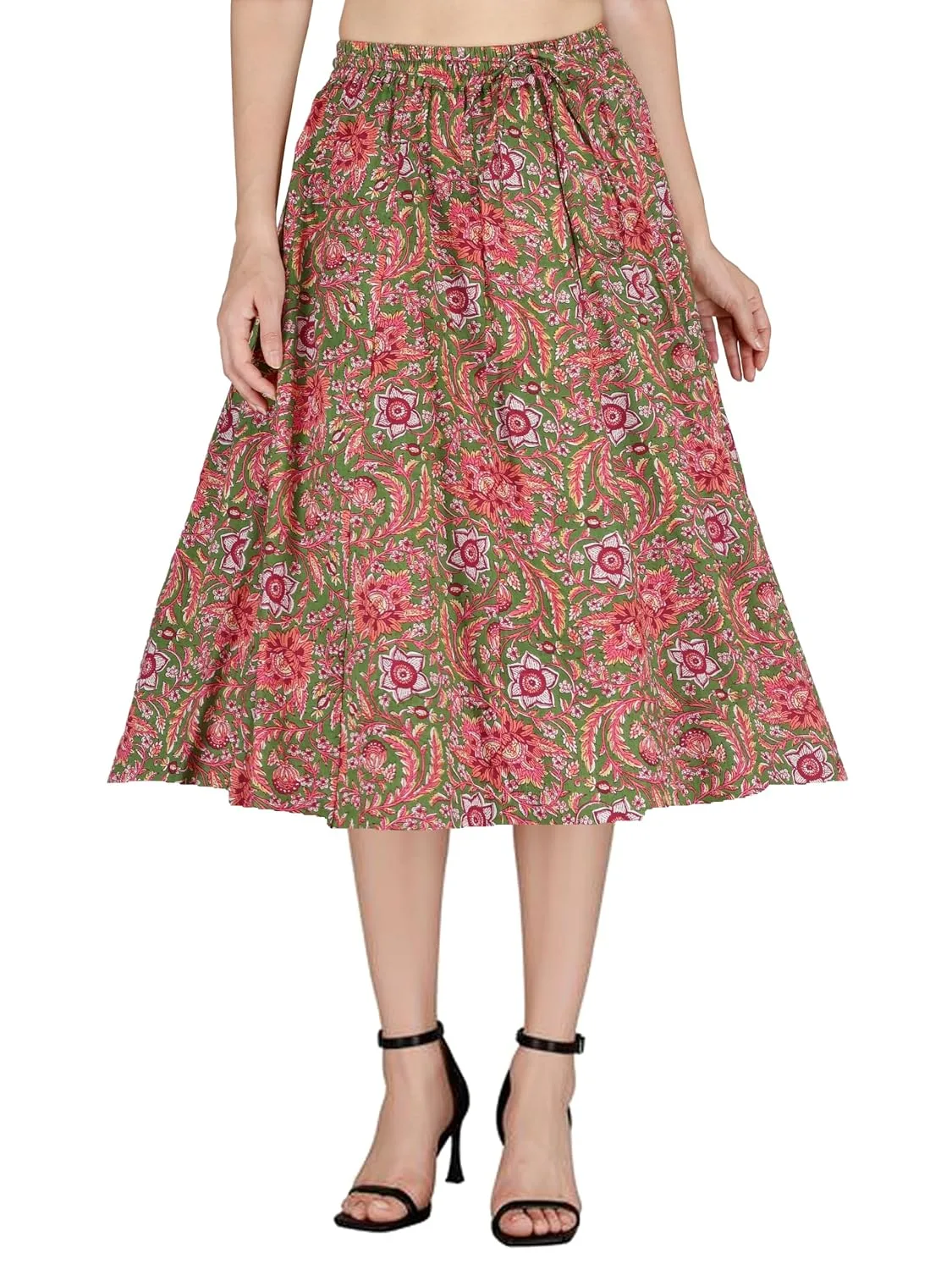 Buy Sttoffa Cotton Skirt for Girl Flower Design Classic Fit Calf Length, Pink, M at nearme.com.np image 22