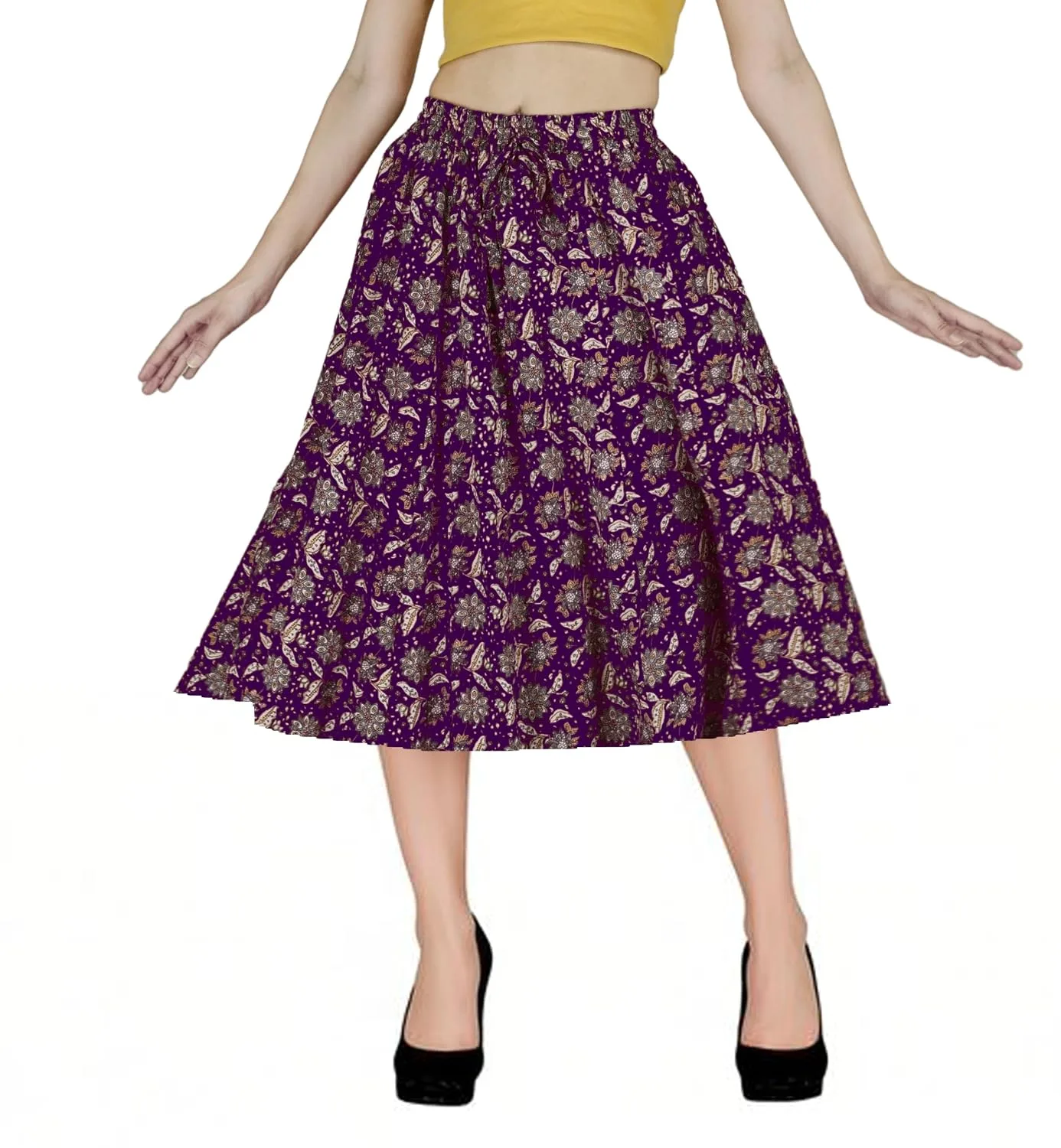 Buy Sttoffa Cotton Skirt for Girl Flower Design Classic Fit Calf Length, Pink, M at nearme.com.np image 23