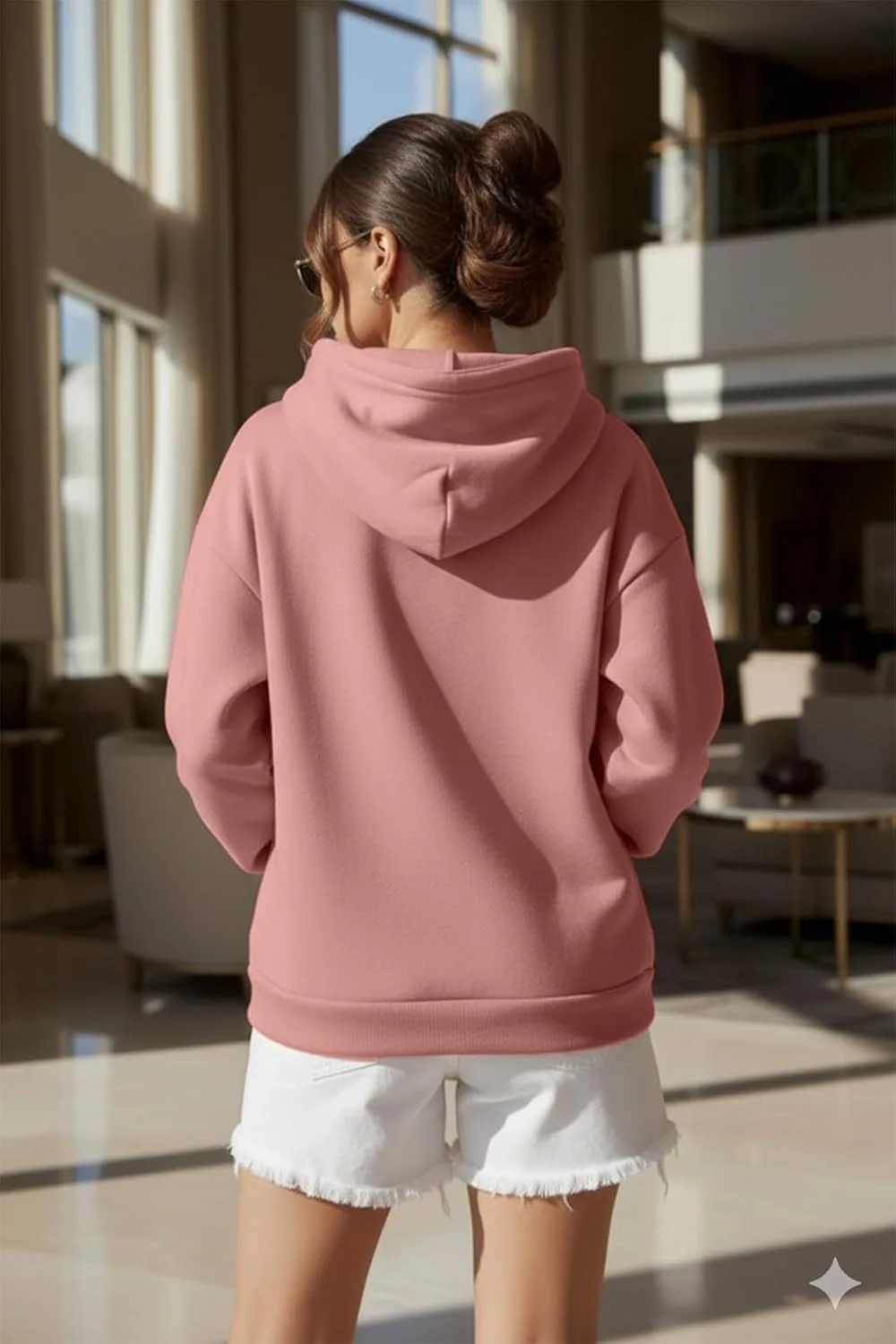 Buy JUNEBERRY® Polycotton Spun Oversized Fit Drop Shoulder Hooded Sweatshirt Full Sleeves Front Graphic Printed Jumper Hoodie for Women (OS_JB_HD_GRP_PP_XXL) Pale Pink at nearme.com.np image 8