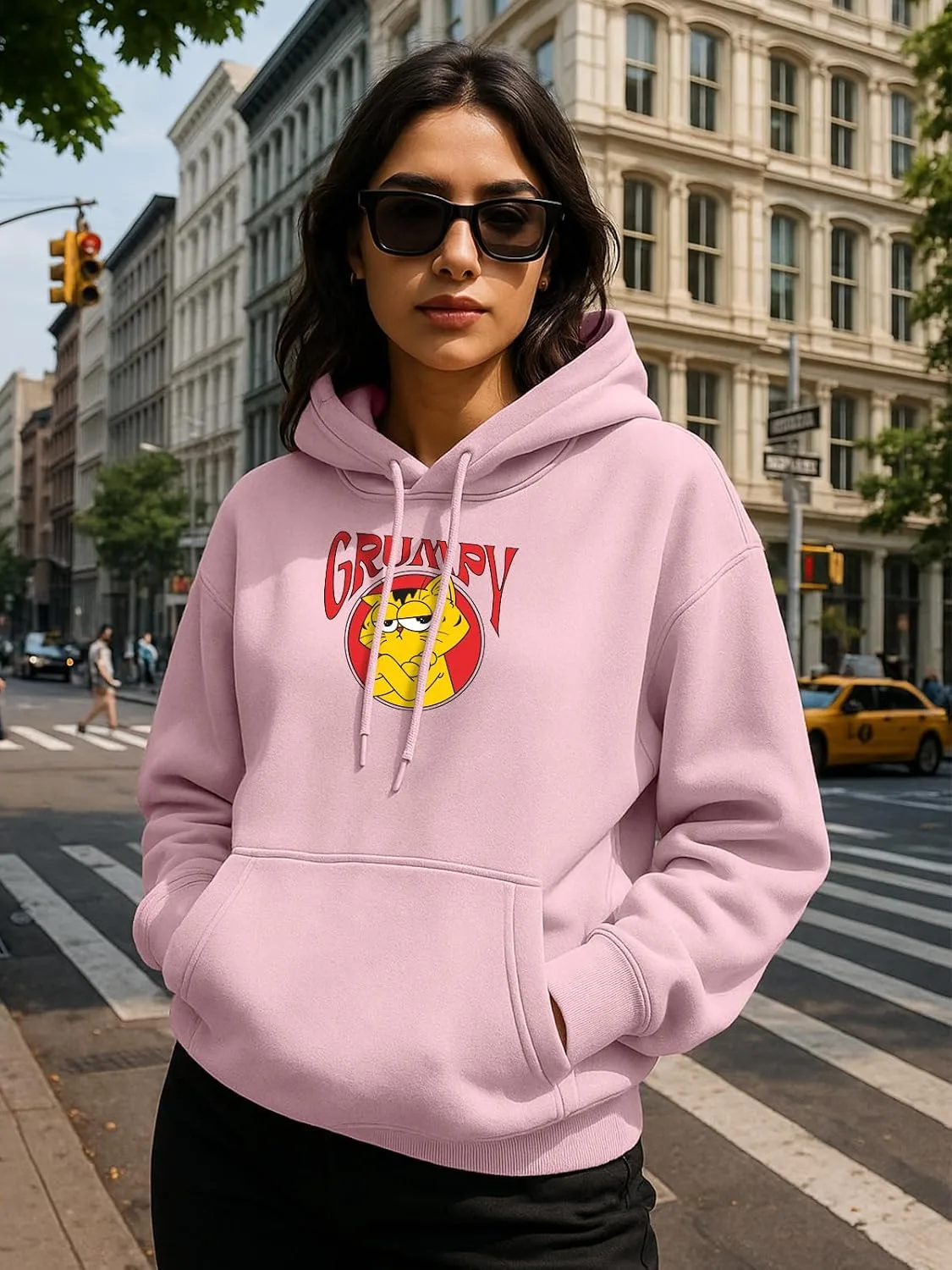 Buy JUNEBERRY® Polycotton Spun Oversized Fit Drop Shoulder Hooded Sweatshirt Full Sleeves Front Graphic Printed Jumper Hoodie for Women (OS_JB_HD_GRP_PP_XXL) Pale Pink at nearme.com.np image 11
