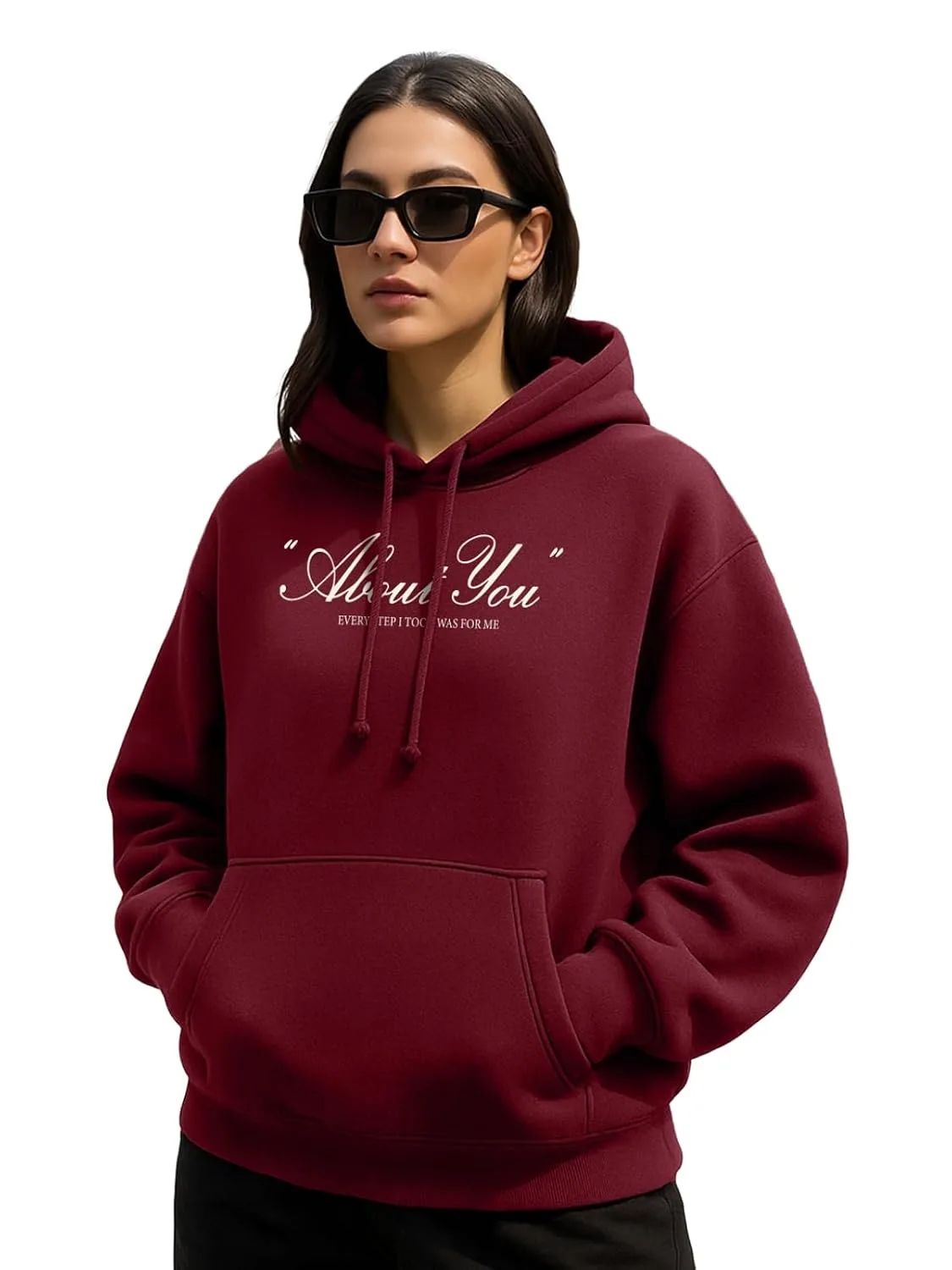 Buy JUNEBERRY® Polycotton Spun Oversized Fit Drop Shoulder Hooded Sweatshirt Full Sleeves Front Graphic Printed Jumper Hoodie for Women (OS_JB_HD_GRP_PP_XXL) Pale Pink at nearme.com.np image 12