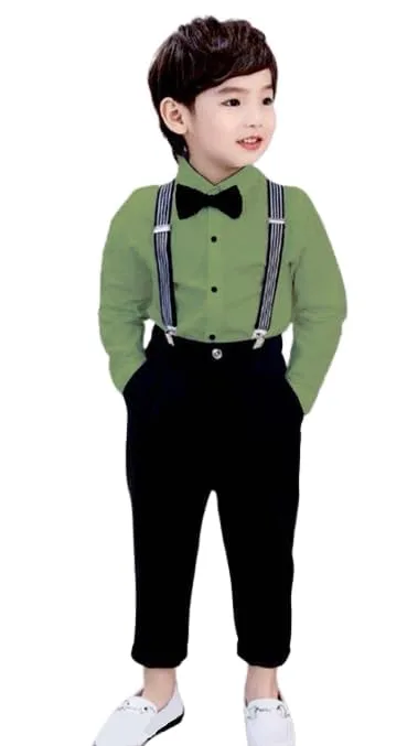 Buy Kids Formalwear Set with Suspenders, Bow Tie and Pants at nearme.com.np image 2 — Green