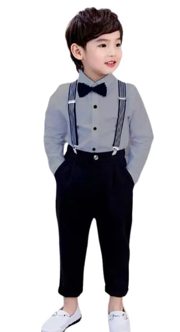 Buy Kids Formalwear Set with Suspenders, Bow Tie and Pants at nearme.com.np image 3 — Grey
