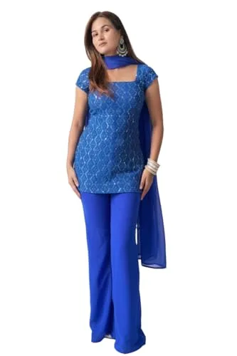 Buy 90's Indian Dresses for Parties | Luxury Designer Salwar Suits for Women at Near Me Store image 3 — Royal Blue