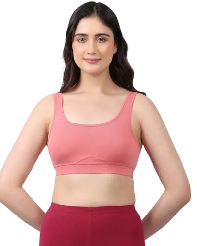 Buy LAVOS Bamboo Cotton Comfort Bras for Women Non Padded Non Wired Full Coverage Soft Breathable Great Elastic Comfortable Super Smooth, Sweat-Wicking Fabrics Especially for Yoga Workout (XL) Sapphire at nearme.com.np image 2 — Coral Pink