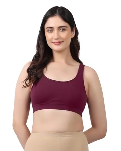 Buy LAVOS Bamboo Cotton Comfort Bras for Women Non Padded Non Wired Full Coverage Soft Breathable Great Elastic Comfortable Super Smooth, Sweat-Wicking Fabrics Especially for Yoga Workout (XL) Sapphire at nearme.com.np image 5 — Wine