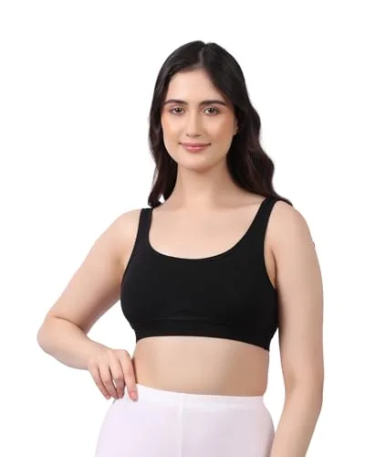 Buy LAVOS Bamboo Cotton Comfort Bras for Women Non Padded Non Wired Full Coverage Soft Breathable Great Elastic Comfortable Super Smooth, Sweat-Wicking Fabrics Especially for Yoga Workout (XL) Sapphire at nearme.com.np image 6 — Black