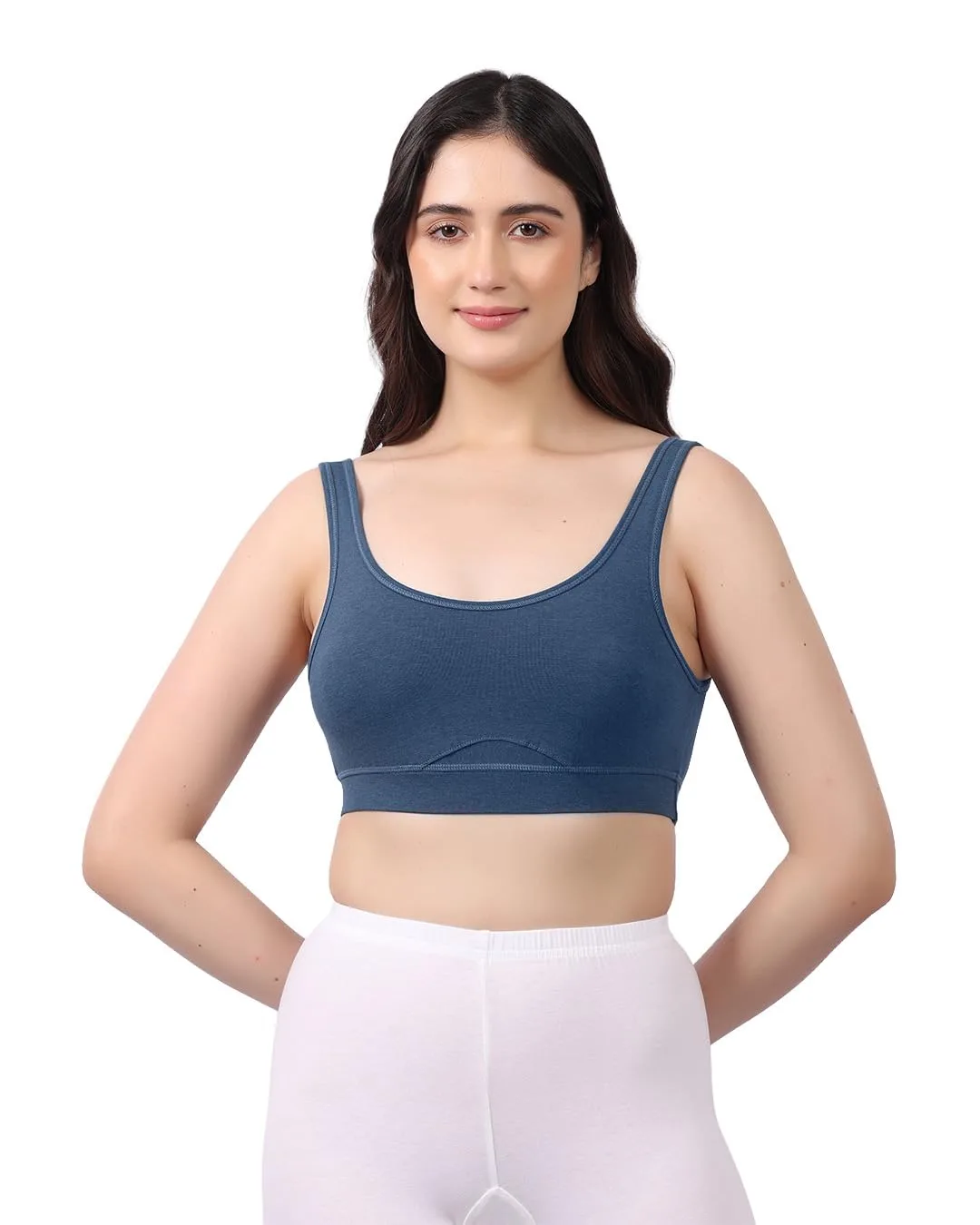 Buy LAVOS Bamboo Cotton Comfort Bras for Women Non Padded Non Wired Full Coverage Soft Breathable Great Elastic Comfortable Super Smooth, Sweat-Wicking Fabrics Especially for Yoga Workout (XL) Sapphire at nearme.com.np image 8