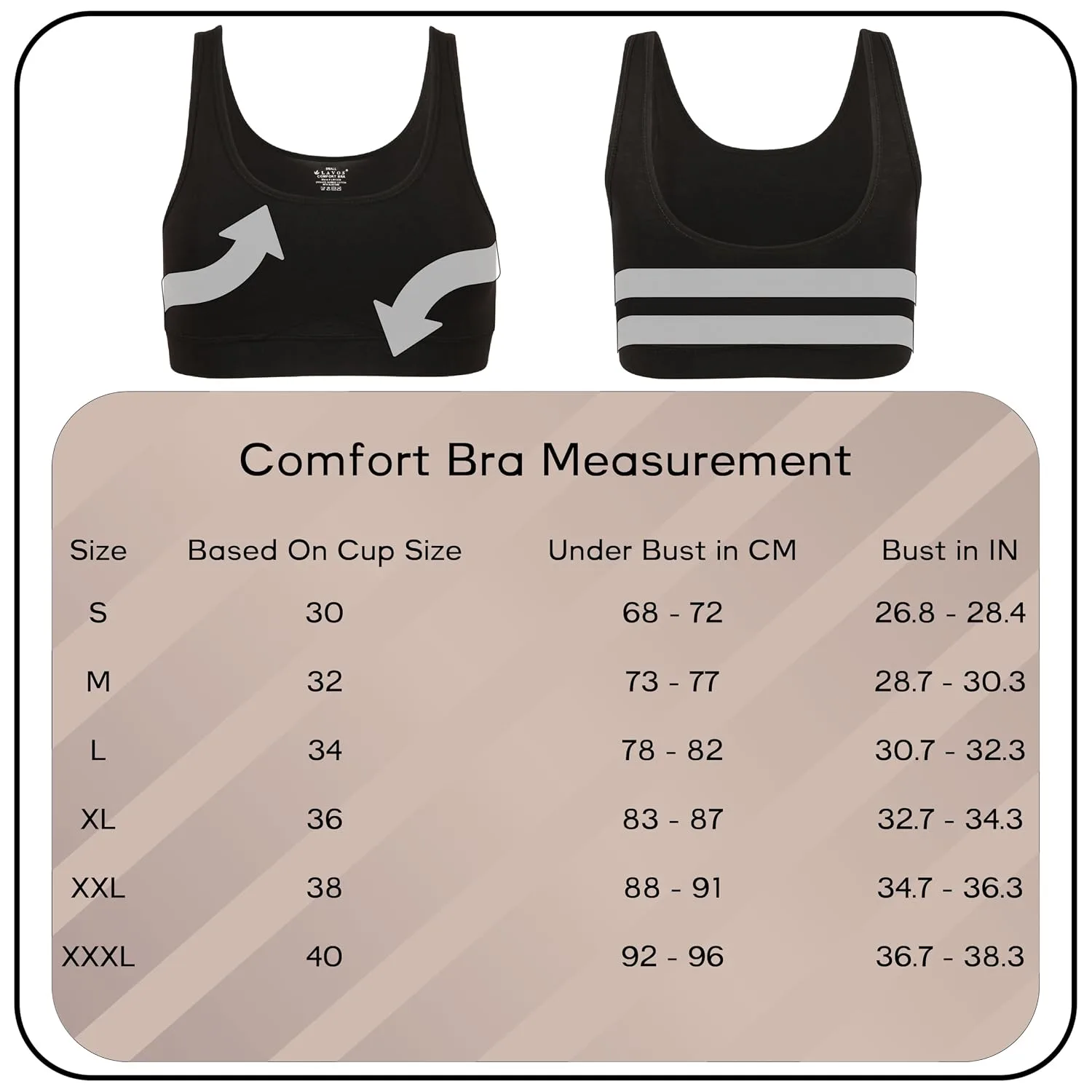Buy LAVOS Bamboo Cotton Comfort Bras for Women Non Padded Non Wired Full Coverage Soft Breathable Great Elastic Comfortable Super Smooth, Sweat-Wicking Fabrics Especially for Yoga Workout (XL) Sapphire at nearme.com.np image 10
