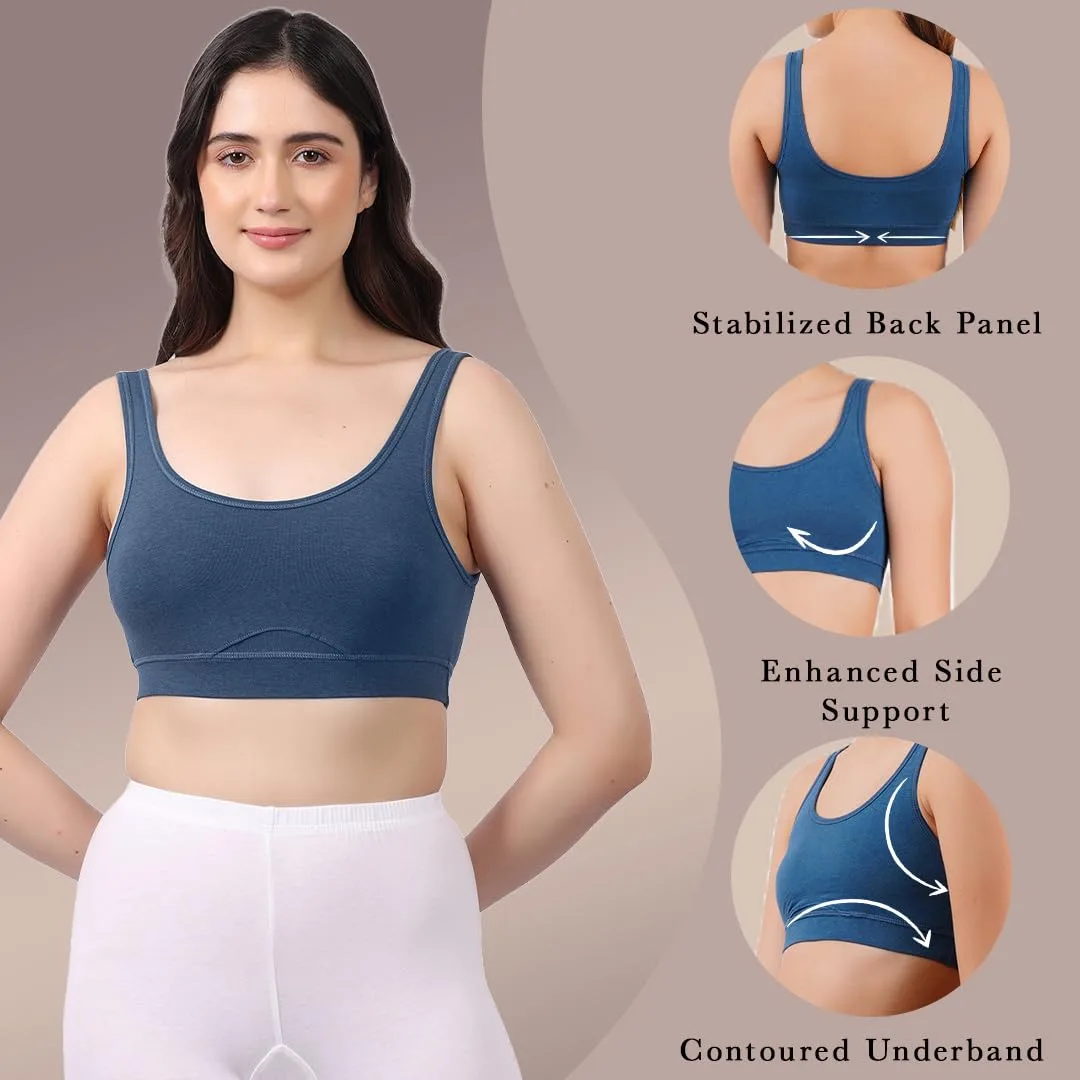 Buy LAVOS Bamboo Cotton Comfort Bras for Women Non Padded Non Wired Full Coverage Soft Breathable Great Elastic Comfortable Super Smooth, Sweat-Wicking Fabrics Especially for Yoga Workout (XL) Sapphire at nearme.com.np image 11