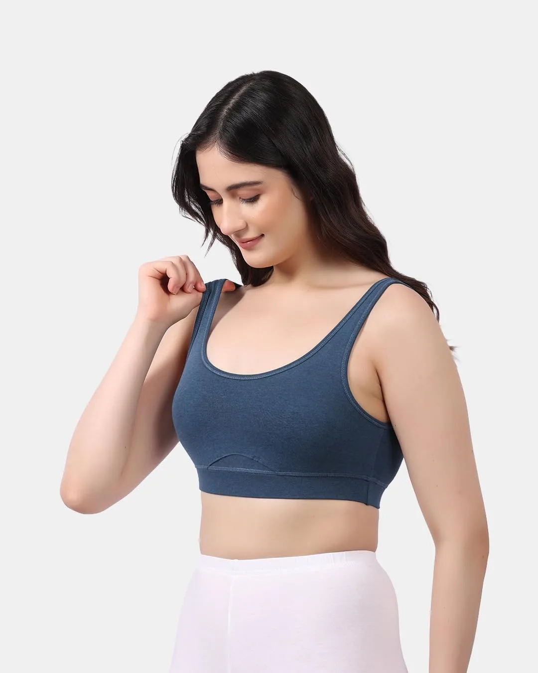 Buy LAVOS Bamboo Cotton Comfort Bras for Women Non Padded Non Wired Full Coverage Soft Breathable Great Elastic Comfortable Super Smooth, Sweat-Wicking Fabrics Especially for Yoga Workout (XL) Sapphire at nearme.com.np image 13