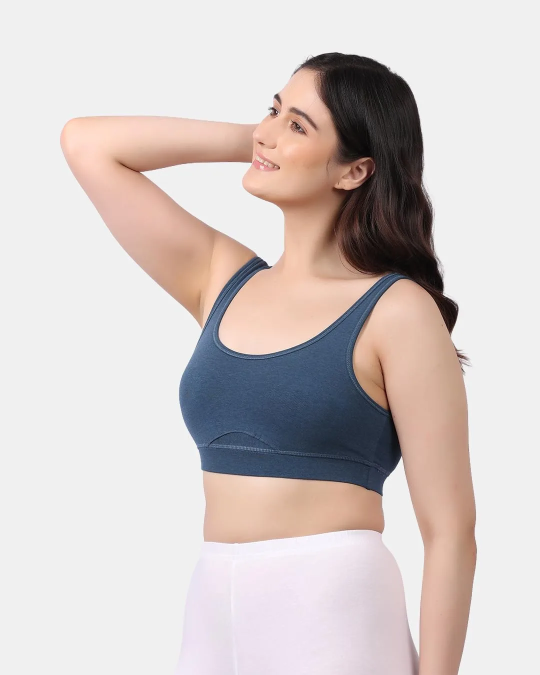 Buy LAVOS Bamboo Cotton Comfort Bras for Women Non Padded Non Wired Full Coverage Soft Breathable Great Elastic Comfortable Super Smooth, Sweat-Wicking Fabrics Especially for Yoga Workout (XL) Sapphire at nearme.com.np image 14