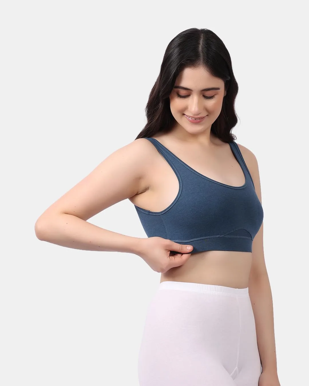 Buy LAVOS Bamboo Cotton Comfort Bras for Women Non Padded Non Wired Full Coverage Soft Breathable Great Elastic Comfortable Super Smooth, Sweat-Wicking Fabrics Especially for Yoga Workout (XL) Sapphire at nearme.com.np image 15