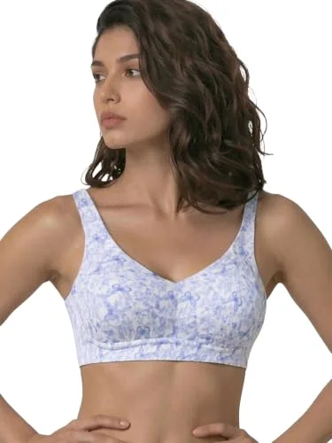 Buy Enamor Bamboo Cotton A077 T-Shirt Bra-Light Padded, Wirefree, Full Coverage at nearme.com.np image 5 — Blue Tinted Wings Print