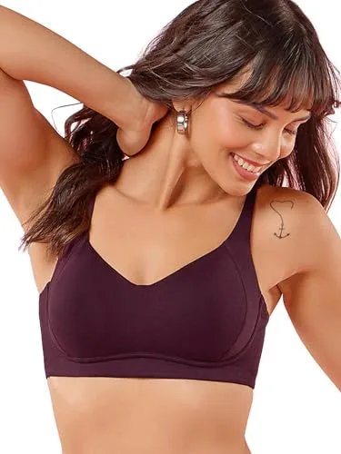Buy Enamor Bamboo Cotton A077 T-Shirt Bra-Light Padded, Wirefree, Full Coverage at nearme.com.np image 7 — Grape Wine