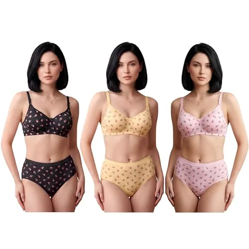 Buy Women's Pure Cotton Blend Non-Padded Wirefree Bra - Pack of 3 Combo at nearme.com.np image 4 — Multicolour