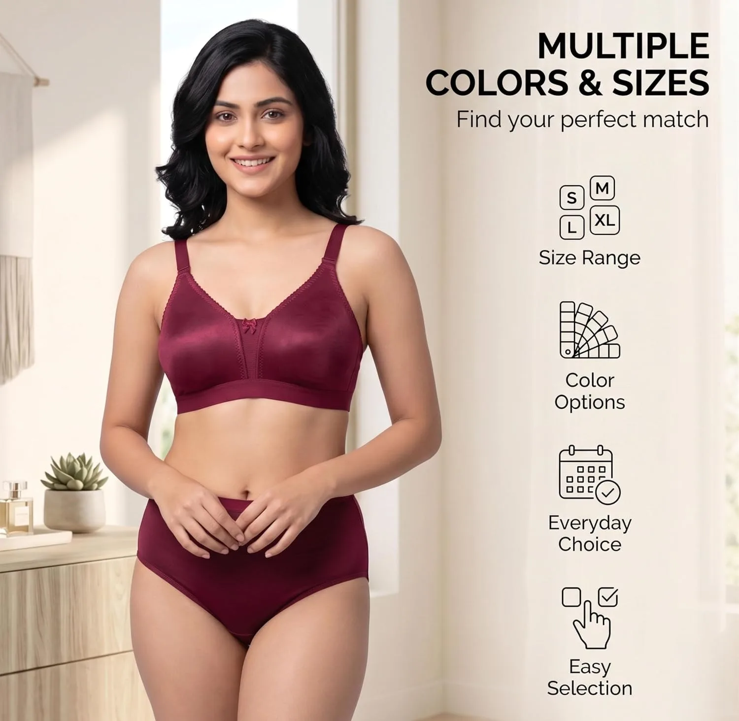 Buy Women's Pure Cotton Blend Non-Padded Wirefree Bra - Pack of 3 Combo at nearme.com.np image 8