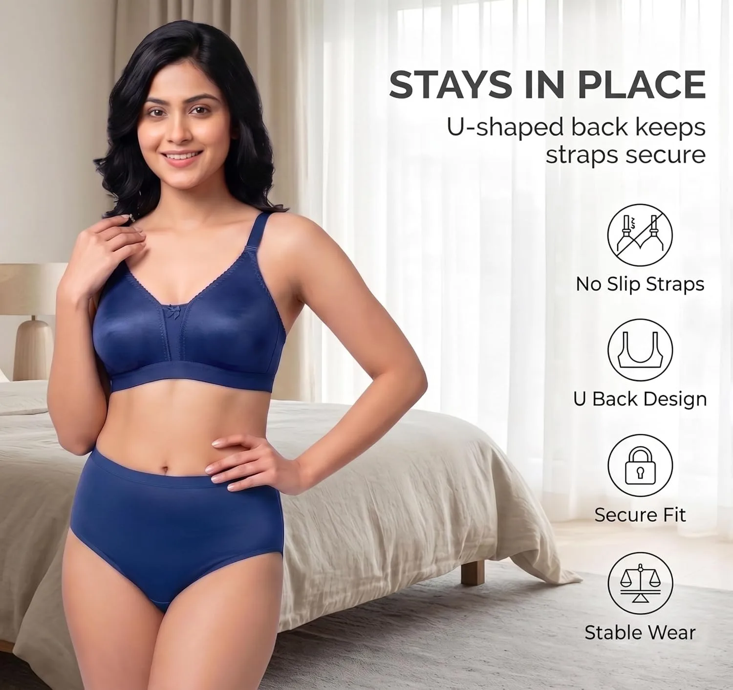 Buy Women's Pure Cotton Blend Non-Padded Wirefree Bra - Pack of 3 Combo at nearme.com.np image 9