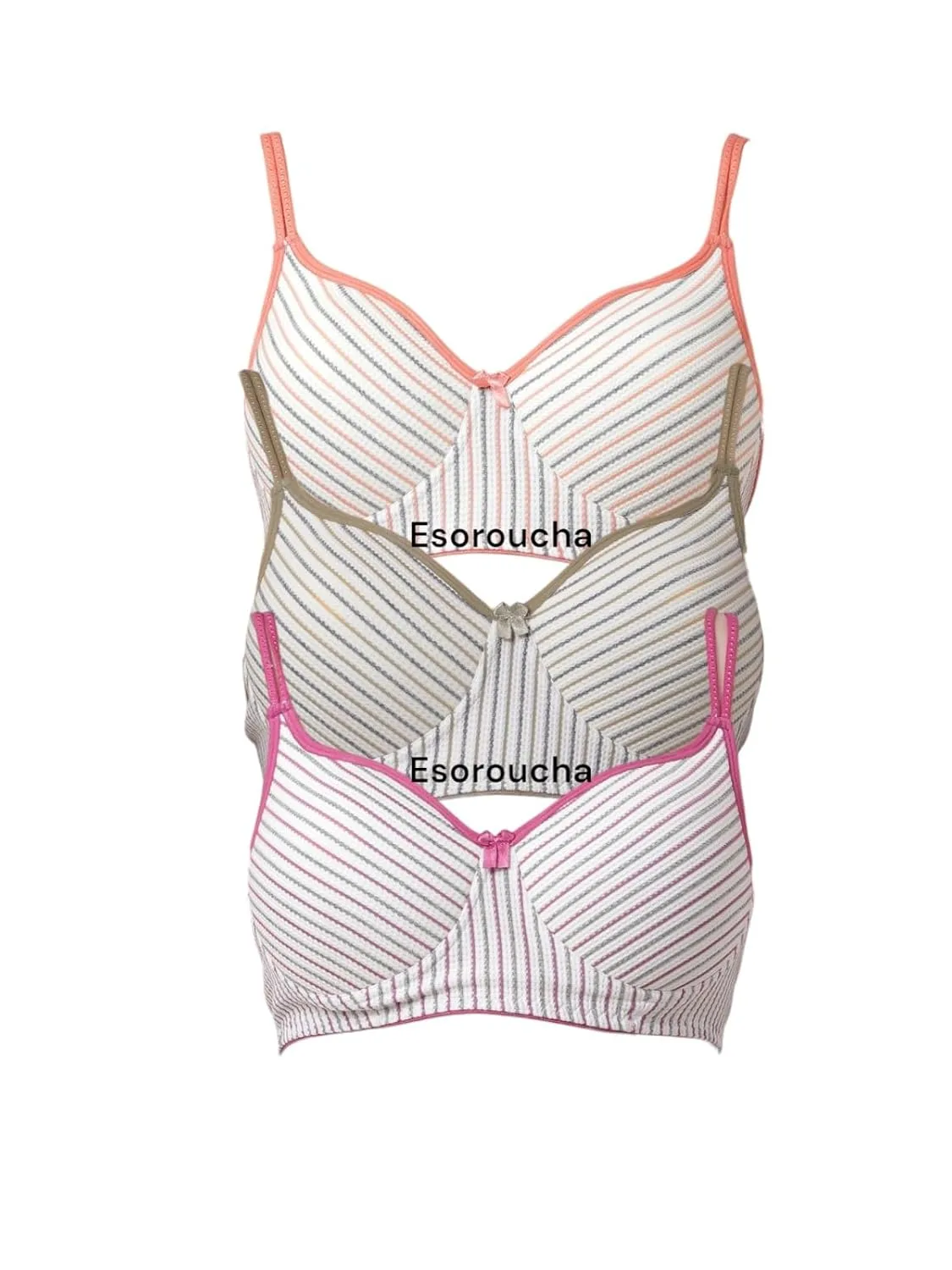 Buy Women's Cotton Full Coverage Lightly Padded Wirefree T-Shirt Bra Combo Pack of 3 image 5